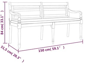 Banco Batavia c/ almofadão 150 cm madeira teca maciça