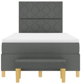 Cama Box com Colchão e Banco Cinza Escuro 120x190 cm Tecido