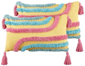 Conjunto de 2 almofadas decorativas em algodão multicolor 30 x 50 cm DOLICHOS Beliani