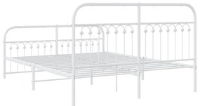 Estrutura de cama com cabeceira e pés 160x200 cm metal branco