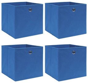 Caixas de arrumação 4 pcs 32x32x32 cm tecido azul