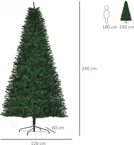 Árvore de Natal artificial de 240 cm, 1499 ramos com agulhas, imitação de Nordmann, muito realista, verde