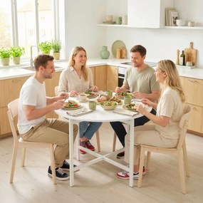 Mesa de Jantar Redonda Dobrável, 80 x 80 x 76 cm (CADEIRAS NÃO INCLUIDAS), Com 2 Abas, Branca