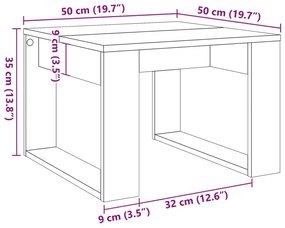 Mesa de apoio 50x50x35 cm derivados madeira carvalho artisiano