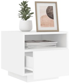Mesa de cabeceira com luzes LED 40x39x37 cm branco