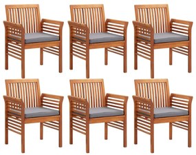 7 pcs conjunto de jantar exterior c/ almofadões acácia maciça