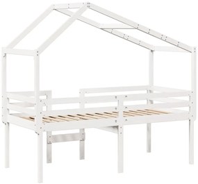 Cama alta com telhado 90x190 cm pinho maciço branco
