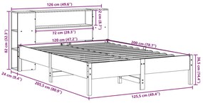 Cama com estante sem colchão 120x200 cm pinho maciço