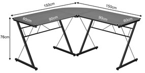 Mesa de escritório em forma de L Mesa de canto reversível para computador economiza espaço e multifuncional para casa e escrivaninha 150 x 150 x 76 cm