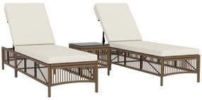 Conjunto de 2 Espreguiçadeiras de Jardim Espreguiçadeiras de Vime Sint