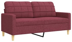2 pcs conjunto de sofás tecido vermelho-tinto