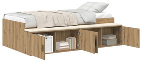 Estrutura de Cama de Armazenamento Carvalho Artesanal 90x190 cm