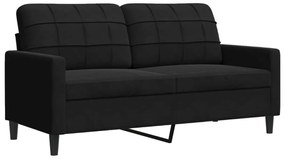 2 pcs conjunto de sofás com almofadões e rolos veludo preto