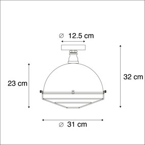 Candeeiro de teto industrial prata antiga 32 cm - Course Industrial