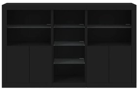 Aparador com luzes LED 162x37x100 cm preto