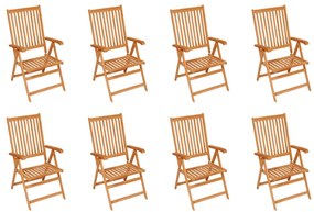 Cadeiras de jardim reclináveis 8 pcs madeira de teca maciça
