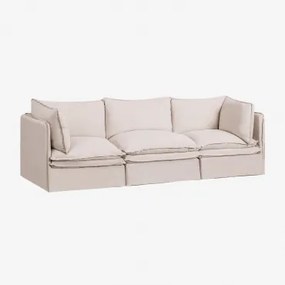 Sofá Modular Grace De 3 Peças Em Linho E Algodão Tecido Beige - Sklum