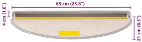 Tapetes escada adesivos aspeto sisal 15pcs 65x21x4 cm platinado