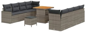 Conjunto de Sofá de Jardim de 11 Peças da com Almofadas Cinzas em Ratt