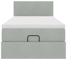 Estrutura cama otomana colchão 90x190 cm veludo cinzento claro