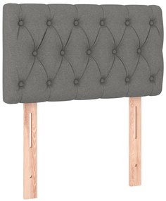 Cama box spring c/ colchão e LED 80x200 cm tecido cinza-escuro