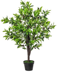 Outsunny Planta Artificial com Altura 120cm Oliveira Artificial com 1080 Azeitonas Folhas Realistas e 108 Frutos Decoração para interior Exterior Sala de Estar Escritório Verde