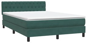 Box Cama primavera com Colchão Verde Escuro 140x210 cm Veludo