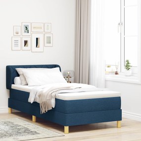 Cama Box com Colchão vidaXL Azul 90x200 cm Tecido