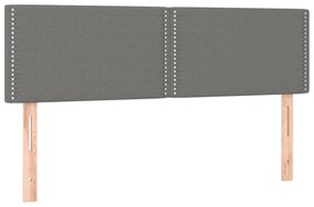 Cama box spring c/ colchão e LED 140x200 cm tecido cinza-escuro