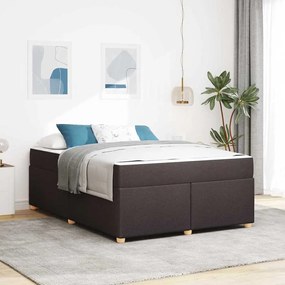 vidaXL Estrutura da Cama com colchão Marrom Escuro 160 x 200 cm tecido
