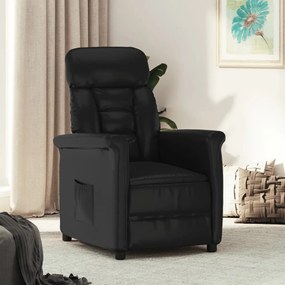 vidaXL Poltrona reclinável couro artificial preto