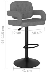 Bancos de bar 2 pcs tecido cinzento-claro