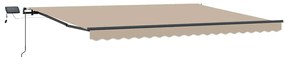 Toldo Retrátil Manual com LED Bege 400x350 cm