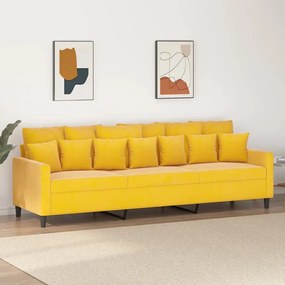 Sofá de 3 lugares 210 cm veludo amarelo