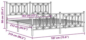 Estrutura de cama com cabeceira e pés 183x213 cm metal preto
