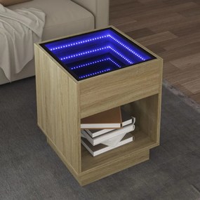 vidaXL Mesa de centro luzes LED Infinity 40x40x50 cm carvalho sonoma