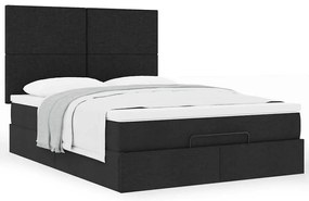 Estrutura de cama otomana com colchão 140x190 cm tecido preto