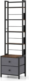 Estante  com Gavetas de Tecido, 40 x 30 x 144 cm, 5 Níveis, Preto + Cinzento