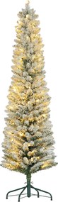 HOMCOM Árvore de Natal 180 cm Árvore de Natal Artificial Nevada com 150 Luzes LED 329 Ramos e Suporte de Metal Verde e Branco | Aosom Portugal
