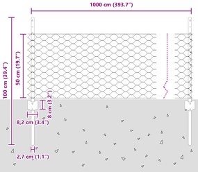 Postes de Cerca vidaXL 5 pcs U-Channel 60 cm Aço Galvanizado, Cerca He