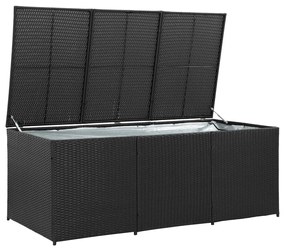 Caixa de arrumação para jardim 180x90x70 cm vime PE preto