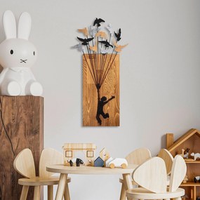 Acessório Decorativo de Parede Flying Boy – Nogueira e Preto – 45 x 86