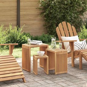 vidaXL Conjunto de Mesas Laterais de Jardim 3 pcs Madeira Sólida de Teca
