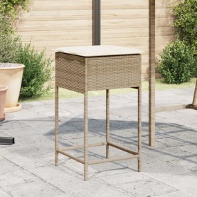 vidaXL Bancos de bar com almofadões para jardim 2 pcs vime PE bege