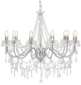 Lustre com contas lâmpadas 12 x E14 prateado
