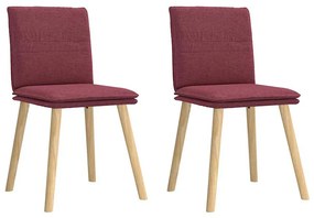 Cadeiras de jantar 2 pcs tecido vermelho tinto