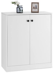 Armário de armazenamento  72 x 34 x 85,5 cm, com 2 portas e 3 estantes branco