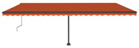 Toldo automático independente 600x300 cm laranja e castanho