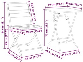 Conjunto Bistro Dobrável 3 Peças Branco Aço