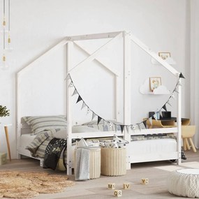 Estrutura de cama infantil 2x(70x140) cm pinho maciço branco